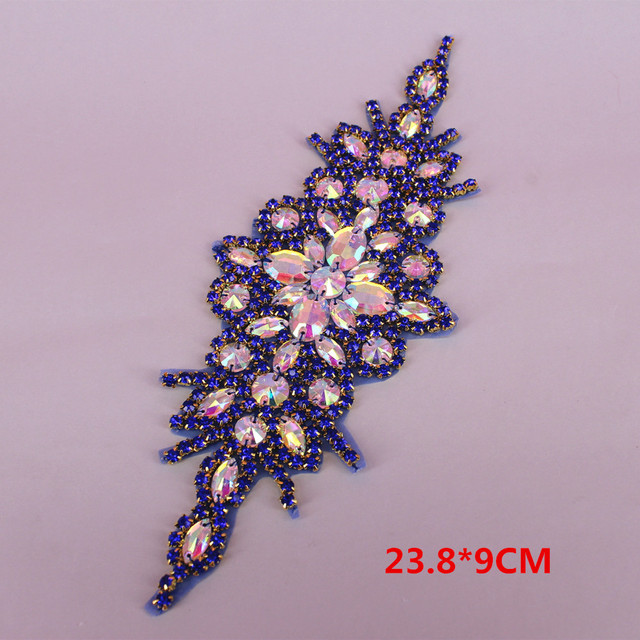 Fioletowy szklany kryształ Rhinestone o wysokiej jakości, 24*9 cm, aplikacja kwiatowa na sukienkę ślubną, DIY rzemiosło - Wianko - 3