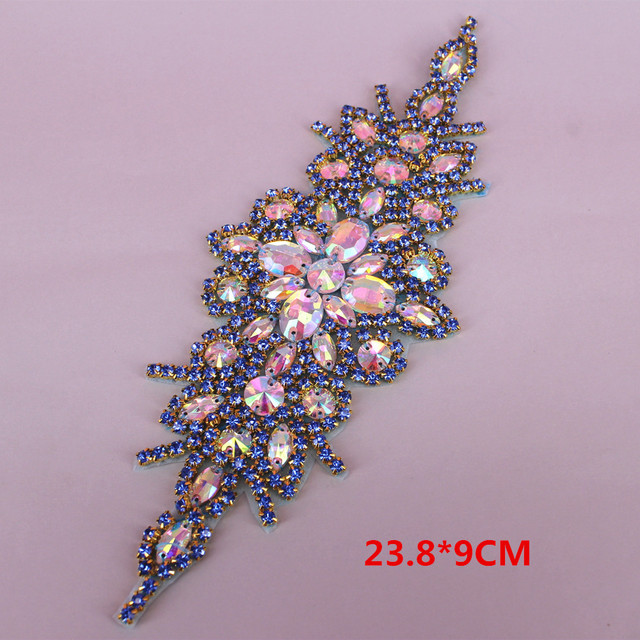 Fioletowy szklany kryształ Rhinestone o wysokiej jakości, 24*9 cm, aplikacja kwiatowa na sukienkę ślubną, DIY rzemiosło - Wianko - 4