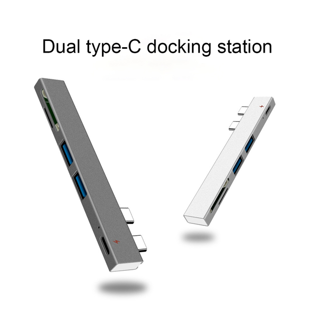 Koncentrator USB C podwójny typ C do MacBooka 13/15 Air - stacja dokująca z ładowaniem USB PD, gniazdo SD/TF oraz Mi USB C HUB - Wianko - 6