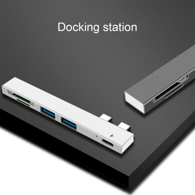 Koncentrator USB C podwójny typ C do MacBooka 13/15 Air - stacja dokująca z ładowaniem USB PD, gniazdo SD/TF oraz Mi USB C HUB - Wianko - 3