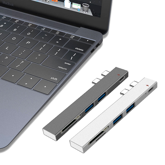 Koncentrator USB C podwójny typ C do MacBooka 13/15 Air - stacja dokująca z ładowaniem USB PD, gniazdo SD/TF oraz Mi USB C HUB - Wianko - 1