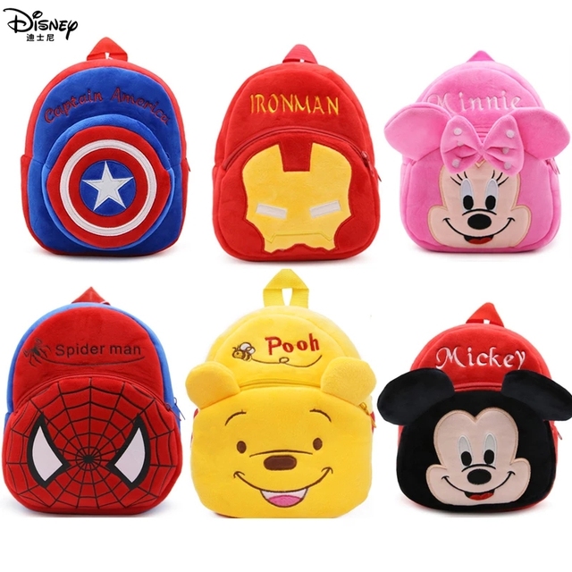 Plecak szkolny pluszowy Disney Marvel Avengers Spiderman Mickey Minnie Mouse Kubuś Puchatek Stitch - prezent urodzinowy dla dzieci - Wianko - 1