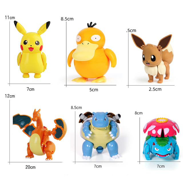 Zestaw 6 oryginalnych figurkowych Pokemonów w Pokeballach: Eevee, Psyduck, Pikachu, Charizard, Venusaur, Blastoise - idealne prezenty dla dzieci - Wianko - 4