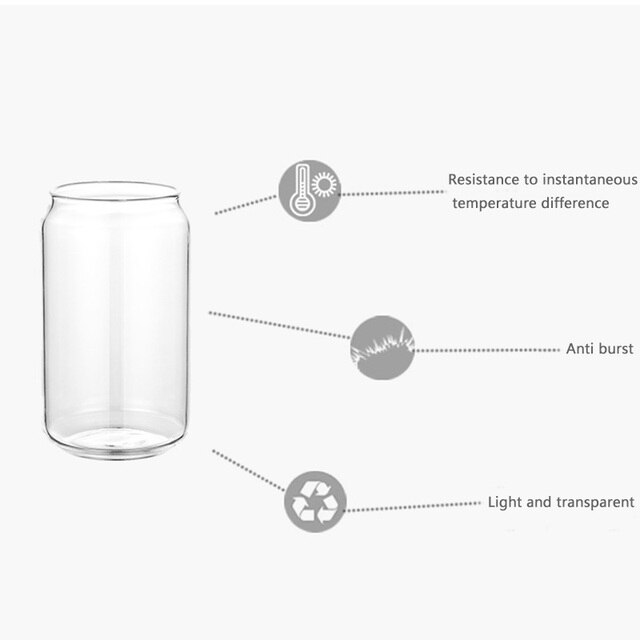 Nordic szklany kubek 400ml przezroczysty do napojów mlecznych, Cola, soków i zimnych napojów w kształcie puszki - Wianko - 4