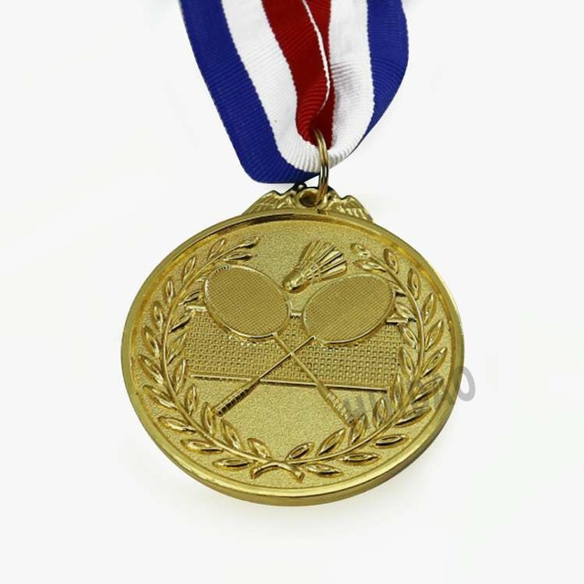 1 sztuka medalu do gry w badmintona z wstążką w kolorze złota - rozmiar 65 mm - Wianko - 1