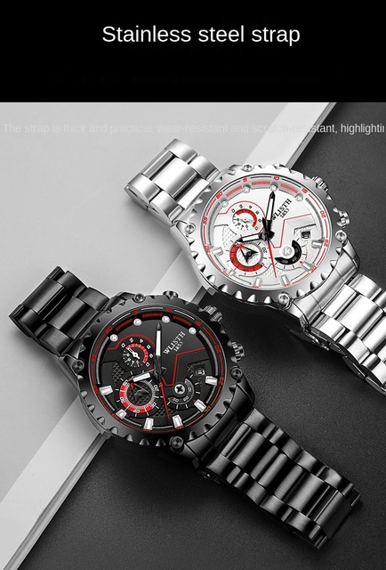Męskie zegarki kwarcowe Top marka - luksusowy, sportowy, wodoodporny, stalowy, luminescencyjny - Wianko - 10