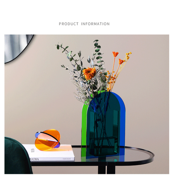 Nordic kreatywny wazon akrylowy, półka na książki, przezroczysty, złoty, dekoracja wnętrza, sztuczny kwiat - Wianko - 5