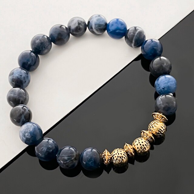 Luksusowa bransoletka z paciorkami z niebieskiego Tigereye dla kobiet i mężczyzn - Wianko - 3