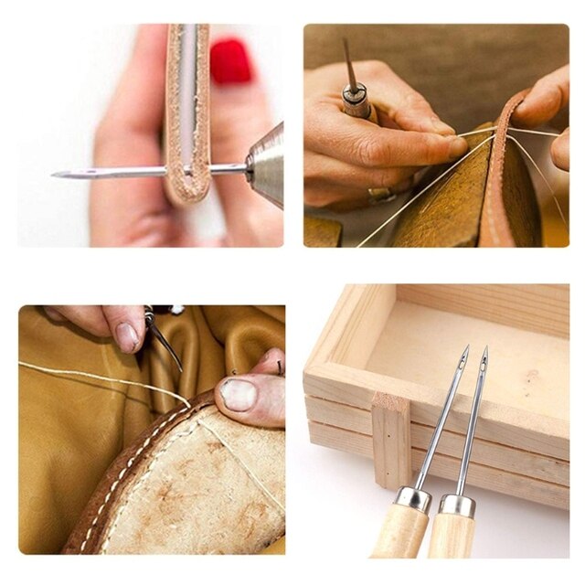 Drewniany uchwyt szydło szycia DIY Craft Stitch - szablony, stożek, narzędzie do wykrawania - Wianko - 2
