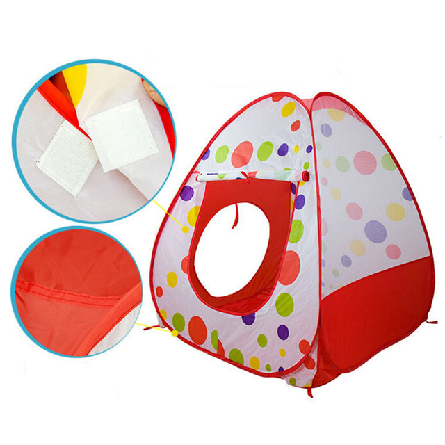 Namiot dziecięcy 3w1 składany z placem zabaw, kojcem i basenem z piłkami - poliestrowe tunele - Wianko - 4