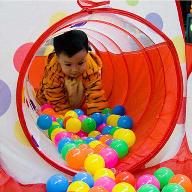 Namiot dziecięcy 3w1 składany z placem zabaw, kojcem i basenem z piłkami - poliestrowe tunele - Wianko - 9