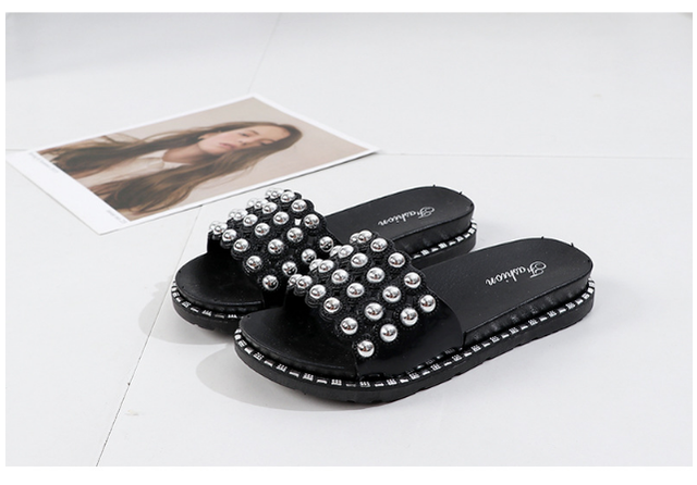 Sandały damskie z grubą podeszwą i perłą – letnie kapcie w nowym stylu - Wianko - 26