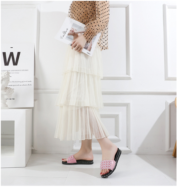 Sandały damskie z grubą podeszwą i perłą – letnie kapcie w nowym stylu - Wianko - 25
