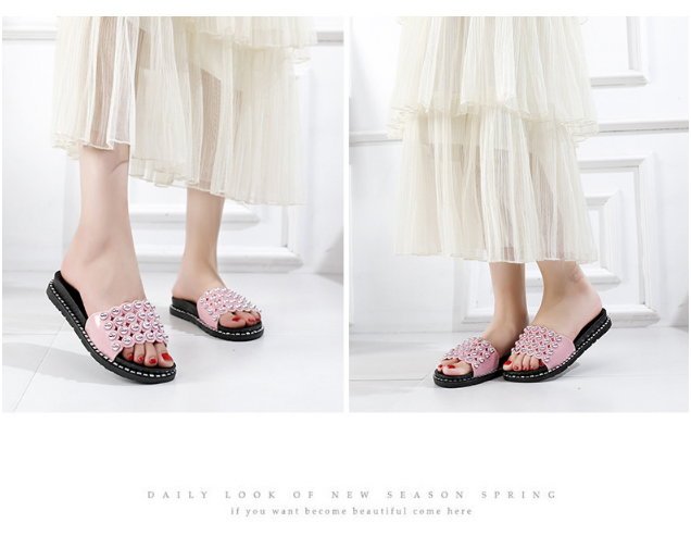 Sandały damskie z grubą podeszwą i perłą – letnie kapcie w nowym stylu - Wianko - 23