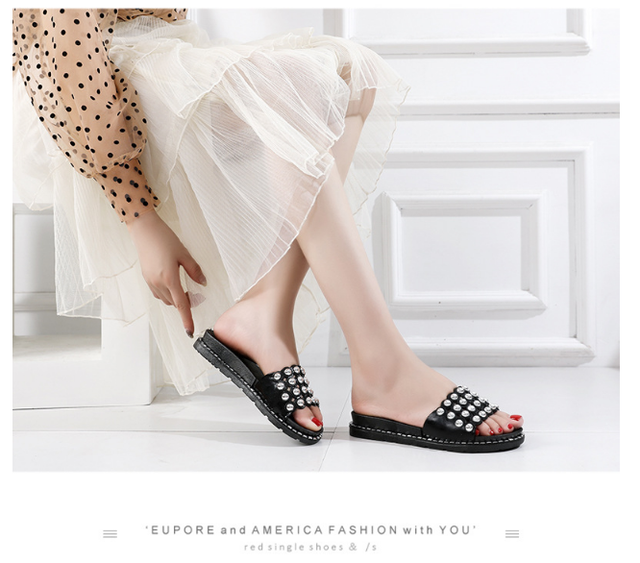 Sandały damskie z grubą podeszwą i perłą – letnie kapcie w nowym stylu - Wianko - 30