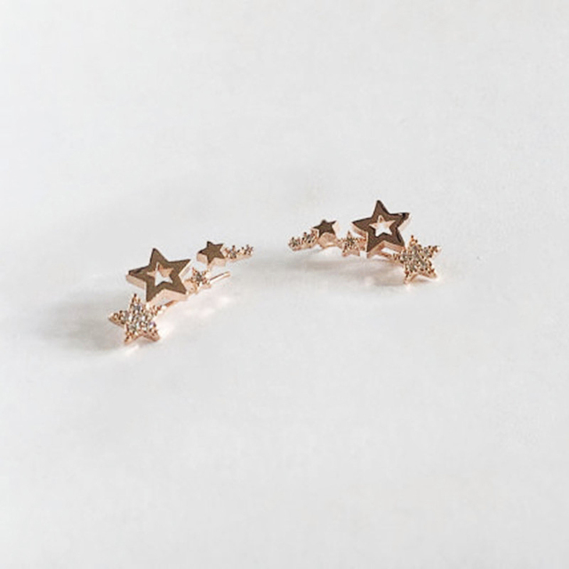 Kolczyki damske minimalistyczne gwiazda hollow z cyrkoniami Rhinestone - Wianko - 47