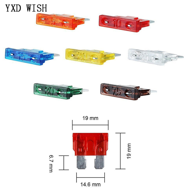 Bezpieczniki samochodowe standardowe płaskie, 100 sztuk, wybrane elementy: 2A, 3A, 5A, 7.5A, 10A, 15A, 20A, 25A, 30A, 35A AMP - Wianko - 2