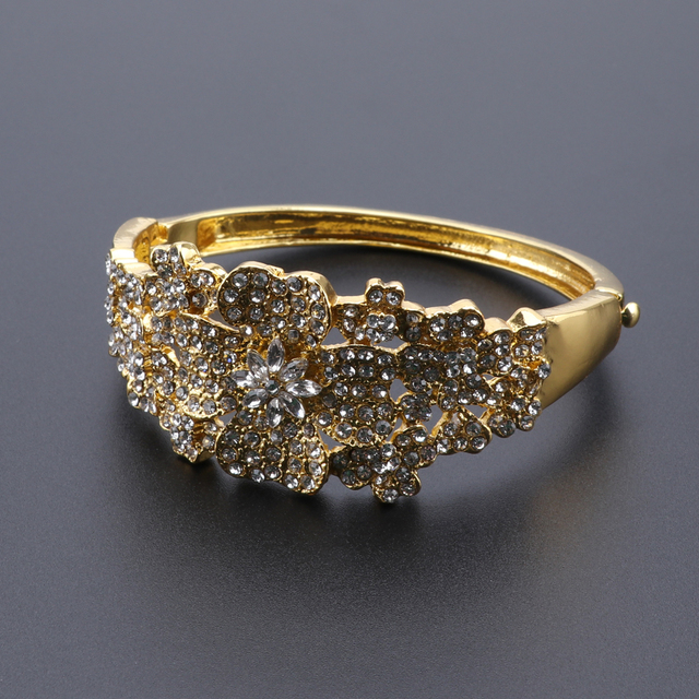 Zestaw afrykańskiej biżuterii ślubnej: naszyjnik, bransoletka, kolczyki, pierścień kryształowy - Wianko - 6