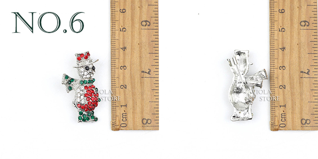 Broszka świąteczna z kryształami Rhinestone przedstawiająca drzewo Snowman Deer Xmas - prezent na nowy rok - Wianko - 6