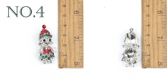Broszka świąteczna z kryształami Rhinestone przedstawiająca drzewo Snowman Deer Xmas - prezent na nowy rok - Wianko - 4