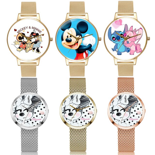 Zegarek dla dzieci Disney Mickey Minnie Lilo i Stitch ze stalowym paskiem - kwarcowy zegarek kreskówka dla chłopców i dziewczynki, prezent dla pary - Wianko - 1