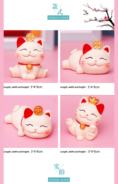 Miniaturowa figurka kota ręcznie wykonana z żywicy - ładny model dekoracyjny na szczęście - Wianko - 2