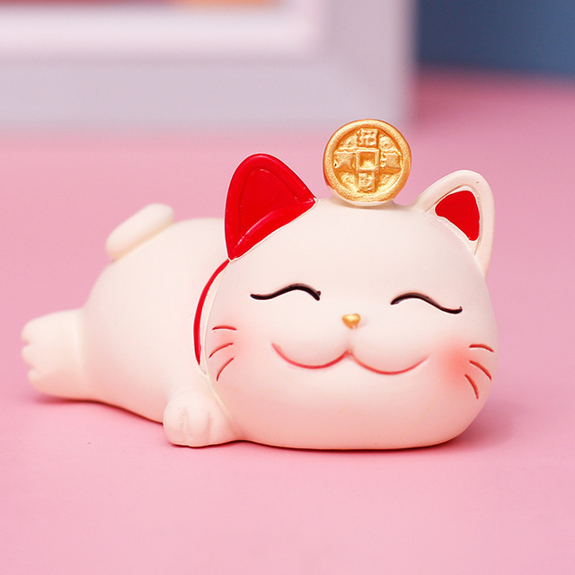 Miniaturowa figurka kota ręcznie wykonana z żywicy - ładny model dekoracyjny na szczęście - Wianko - 6