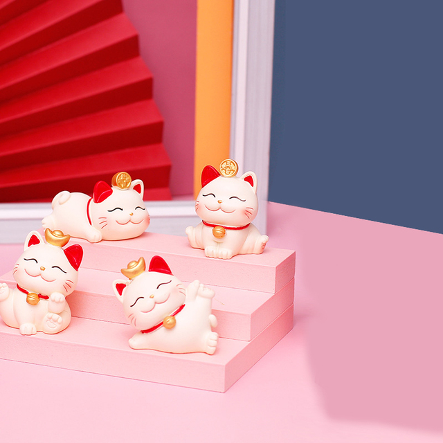 Miniaturowa figurka kota ręcznie wykonana z żywicy - ładny model dekoracyjny na szczęście - Wianko - 4