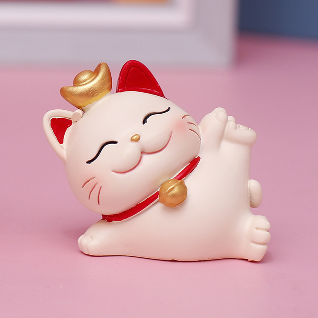 Miniaturowa figurka kota ręcznie wykonana z żywicy - ładny model dekoracyjny na szczęście - Wianko - 7