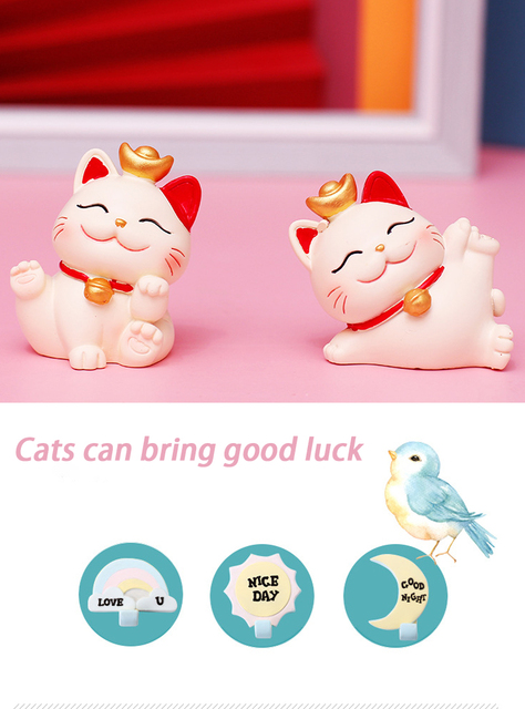 Miniaturowa figurka kota ręcznie wykonana z żywicy - ładny model dekoracyjny na szczęście - Wianko - 3