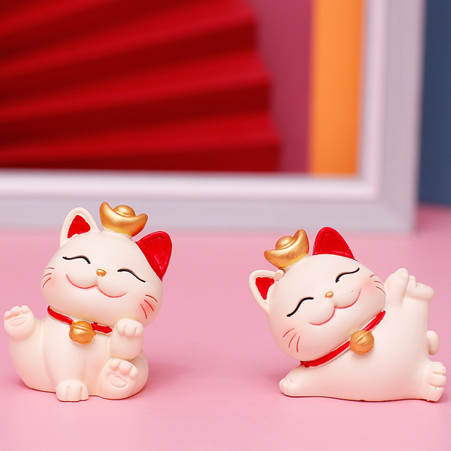 Miniaturowa figurka kota ręcznie wykonana z żywicy - ładny model dekoracyjny na szczęście - Wianko - 1