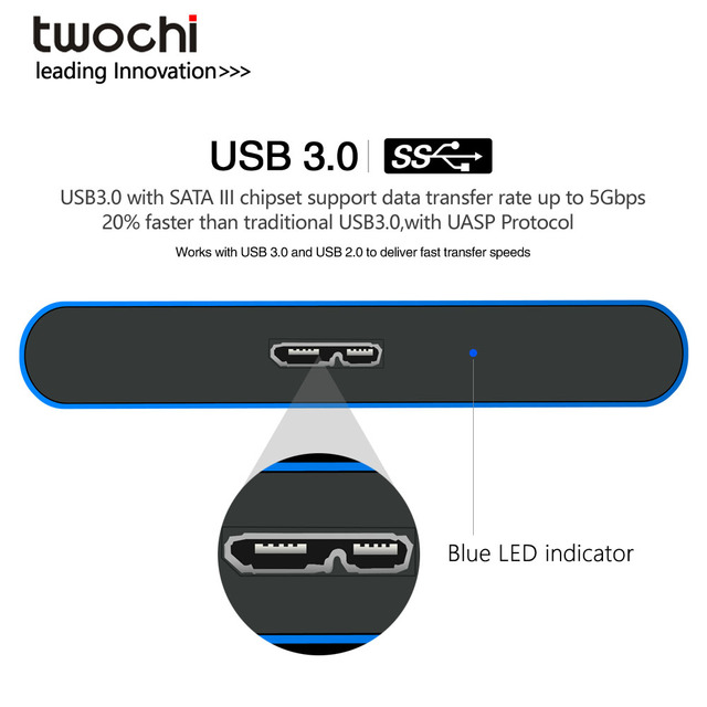 Zewnętrzny dysk twardy TWOCHI USB3.0 HDD - 2TB/1TB/500GB, przechowywanie na PC, Mac, Tablet, Xbox, PS4, PS5, TV - 4 kolor - Wianko - 4