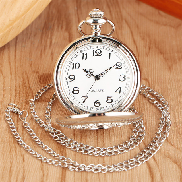 Srebrny wisiorek zegarka kieszonkowego Fob z naszyjnikiem dla kobiet i mężczyzn - Wianko - 6