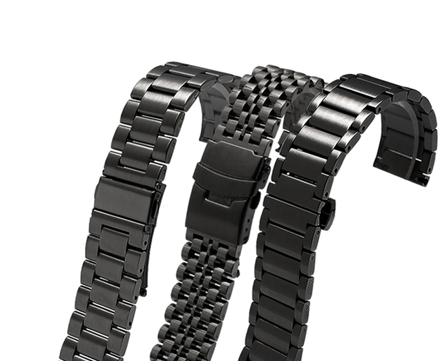 Pasek ze stali nierdzewnej 20mm 22mm do zegarka Huawei 2 GT PRO, kolor czarny - Wianko - 1