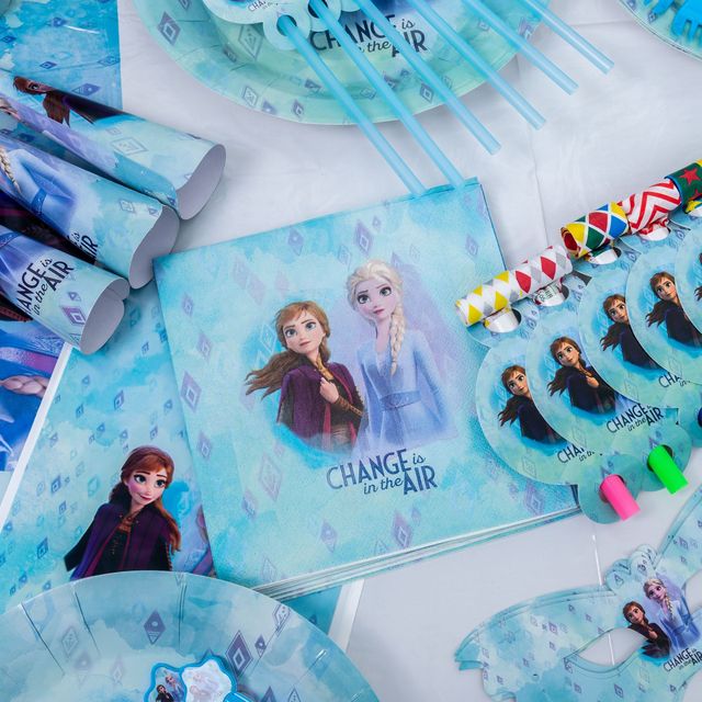 Banner dekoracyjny na tort z postaciami Disney Frozen - Anna, Elsa, śnieżynki - idealny na baby shower, pierwsze urodziny księżniczki - Wianko - 2