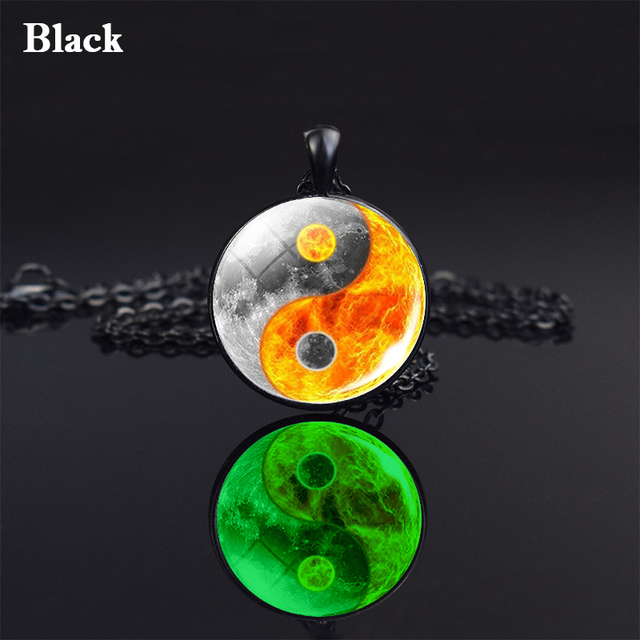 Naszyjnik Esspoc Luminouc Yinyang Taichi Bagua ze zdjęciem Choker Steampunk, czarny łańcuch - Wianko - 2