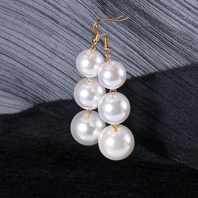 Białe wiszące kolczyki długie w kształcie wody z perłą Tassel Teardrop - Wianko - 11