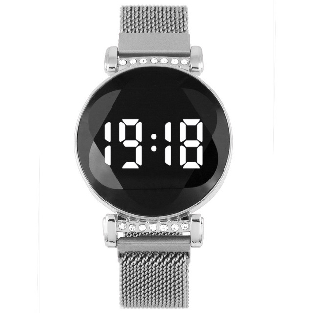 Złoty zegarek damski z luksusowym ekranem dotykowym LED, magnetyczna bransoletka, kwarcowy mechanizm - Wianko - 4