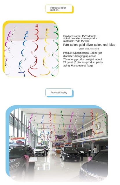 6 sztuk ozdób świątecznych PVC z spiralną dekoracją do okien, sufitów i korytarzy - Wianko - 2