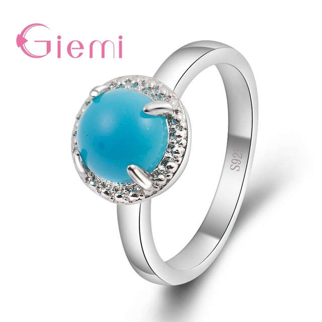 Opalowe pierścienie z niebieskim kamieniem - wspaniały prezent dla kobiet na różne okazje - Wianko - 2