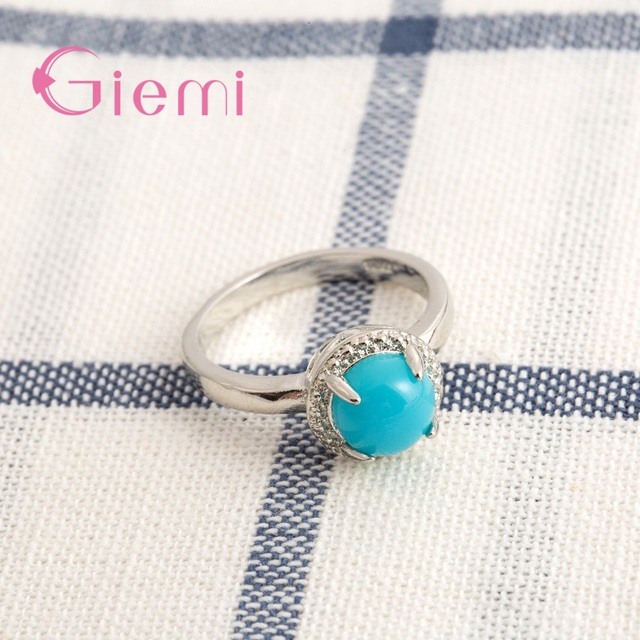 Opalowe pierścienie z niebieskim kamieniem - wspaniały prezent dla kobiet na różne okazje - Wianko - 5