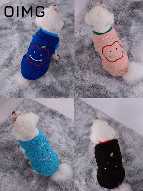 Bluza z kapturem dla psów - OIMG Apple, małe psy, zimowe ciepłe, 2021 moda, pomorskie Spitz - stroje dla szczeniąt - Wianko - 2