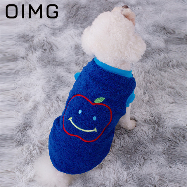 Bluza z kapturem dla psów - OIMG Apple, małe psy, zimowe ciepłe, 2021 moda, pomorskie Spitz - stroje dla szczeniąt - Wianko - 9