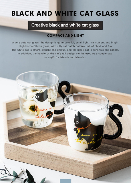 Kubek szklany z motywem kociątka do kawy, herbaty i wody (1 szt.) - Wianko - 6