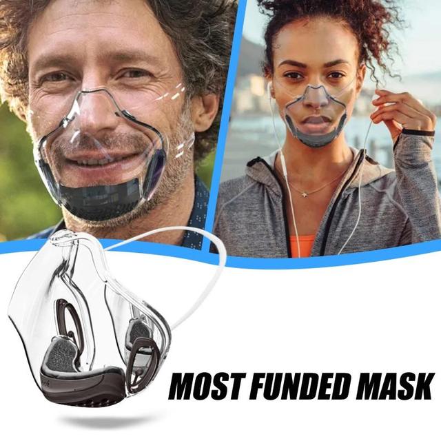 Maska ochronna z tworzywa sztucznego z przezroczystymi ustami, filtr gąbkowy, wielokrotnego użytku - Wianko - 2