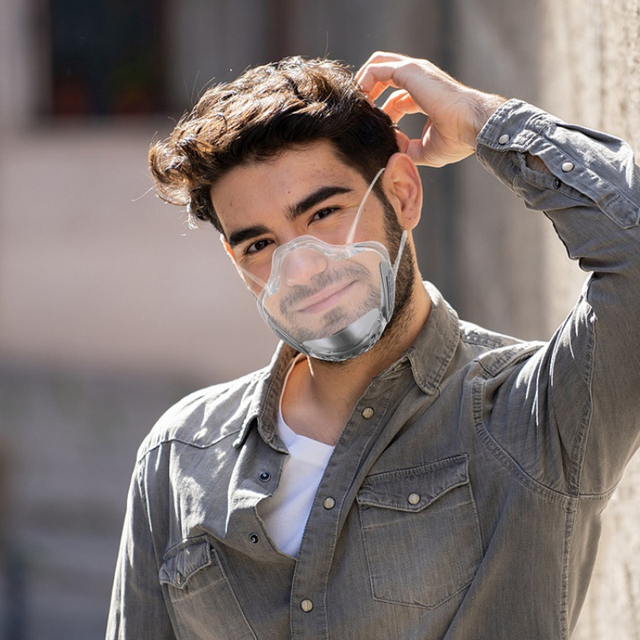 Maska ochronna z tworzywa sztucznego z przezroczystymi ustami, filtr gąbkowy, wielokrotnego użytku - Wianko - 7