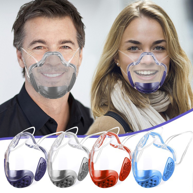 Maska ochronna z tworzywa sztucznego z przezroczystymi ustami, filtr gąbkowy, wielokrotnego użytku - Wianko - 9
