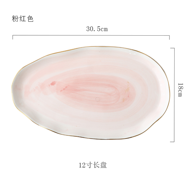 Różowe i turkusowo-złota ceramiczna zastawa stołowa – porcelanowy talerz, kufel, kubek, miska, czajniczek – elegancki zestaw obiadowy - Wianko - 3