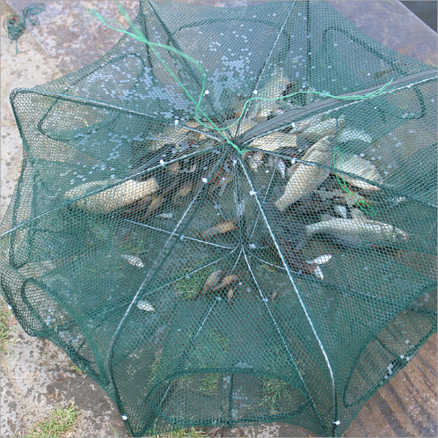 Przenośna sieć rybacka składana, 6 otworów, sześciokątna, do odlewania sieci na raki i krewetki - Wianko - 8