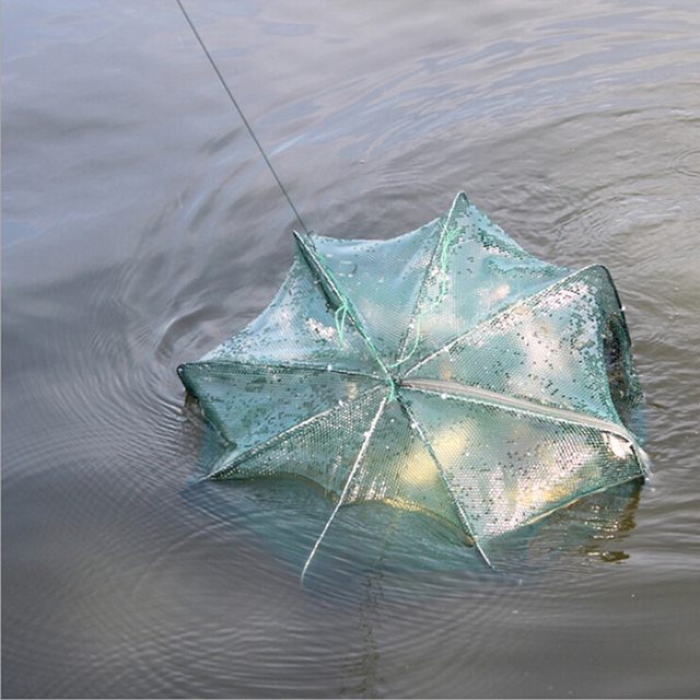 Przenośna sieć rybacka składana, 6 otworów, sześciokątna, do odlewania sieci na raki i krewetki - Wianko - 7